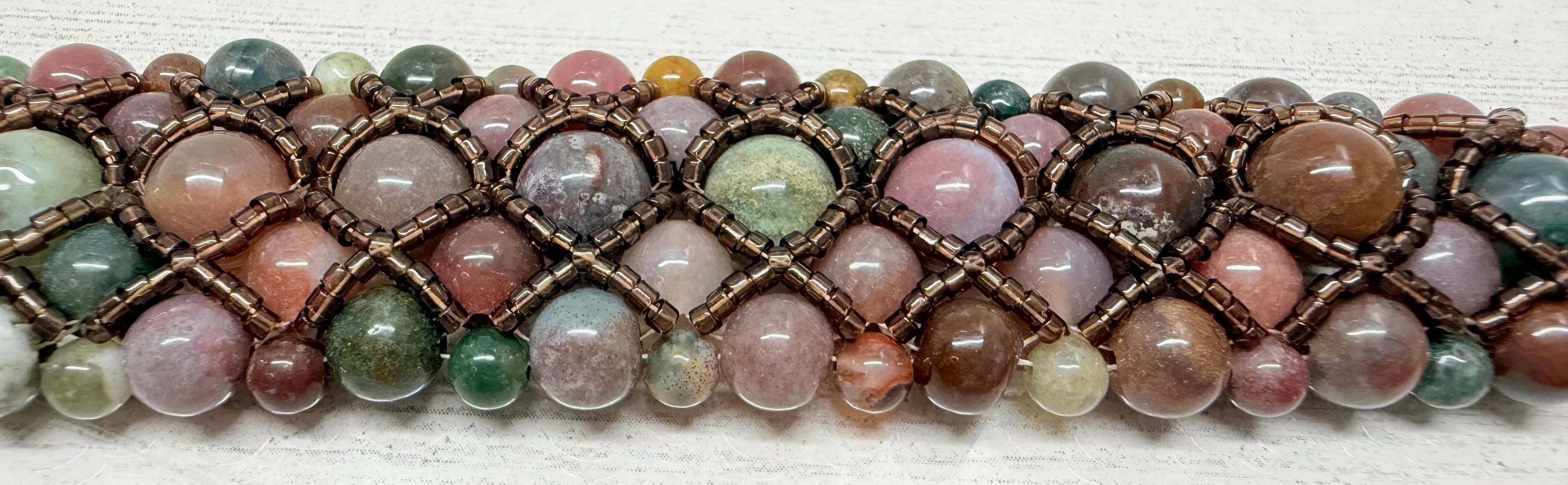 2G. Multi-Tone Jasper Bead & Glass Seed Bead Bracelet - Thumbnail 4