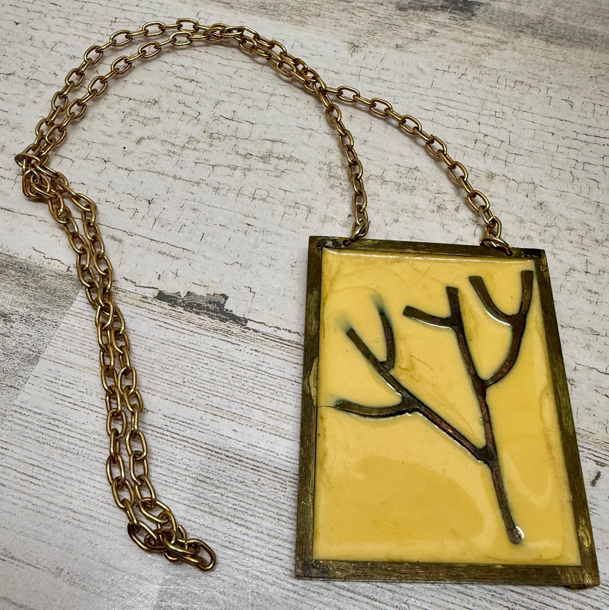 2S. Vintage 1960s Rare Jerry Fox Stained Glass Necklace & Pendant - Thumbnail 4