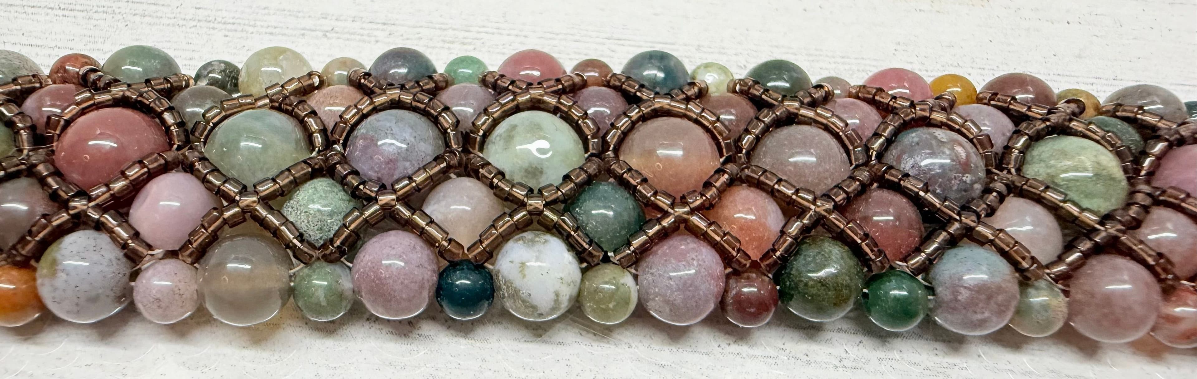 2G. Multi-Tone Jasper Bead & Glass Seed Bead Bracelet - Thumbnail 3