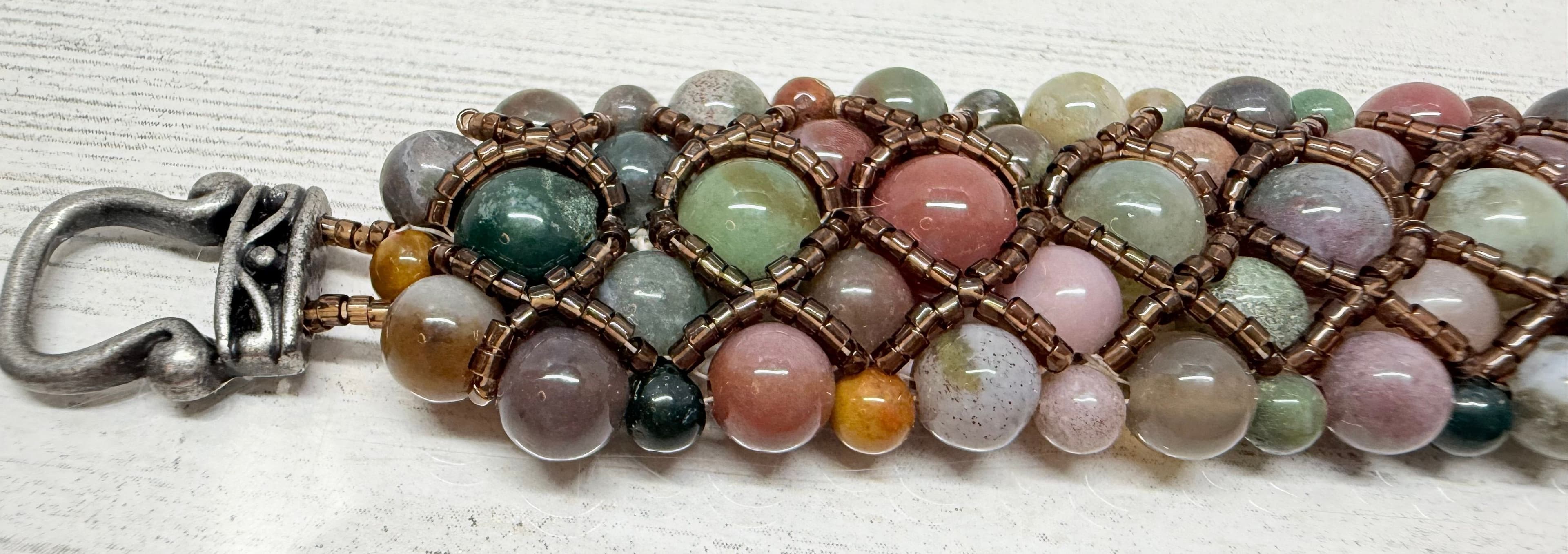 2G. Multi-Tone Jasper Bead & Glass Seed Bead Bracelet - Thumbnail 2