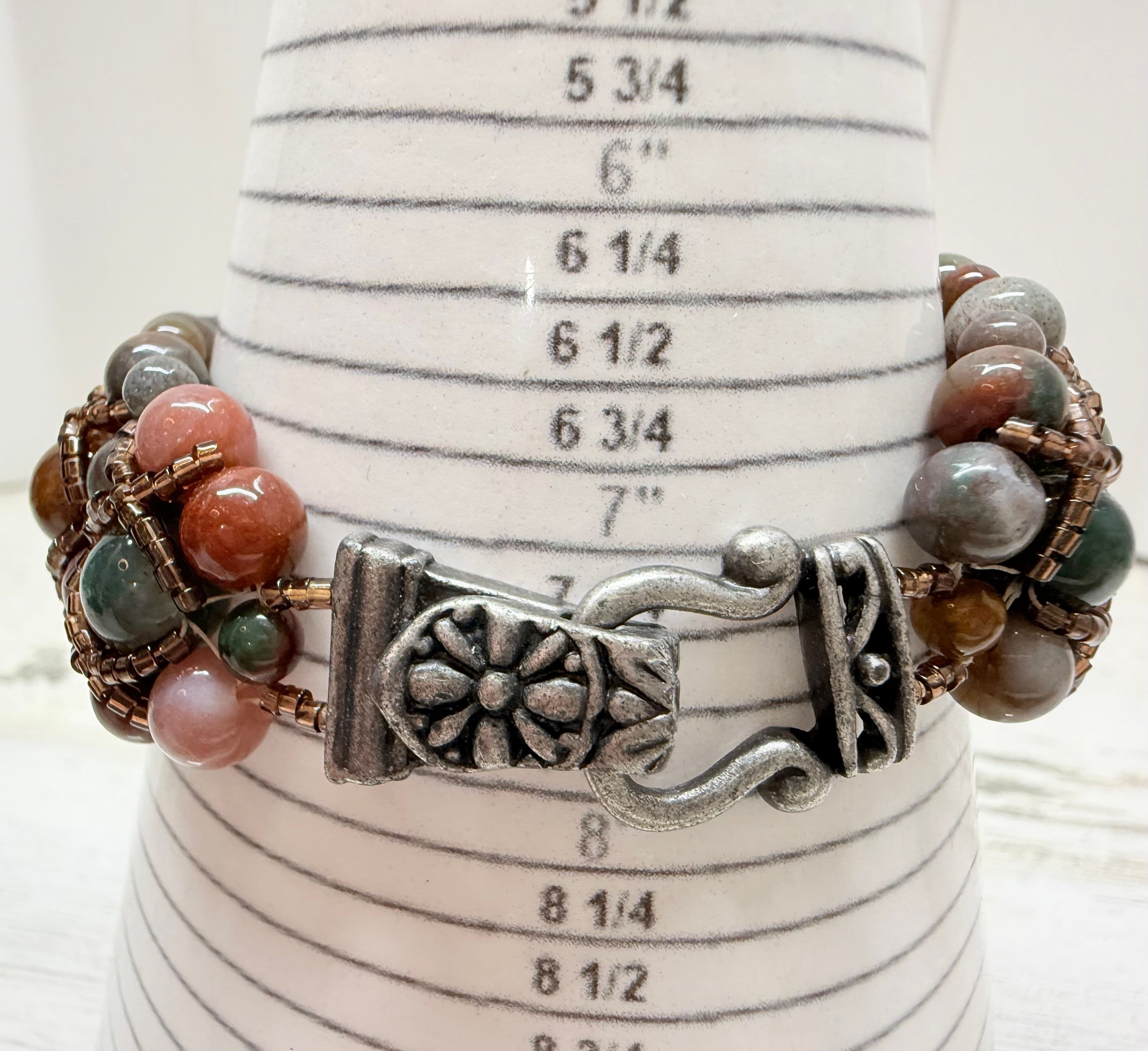 2G. Multi-Tone Jasper Bead & Glass Seed Bead Bracelet - Thumbnail 7