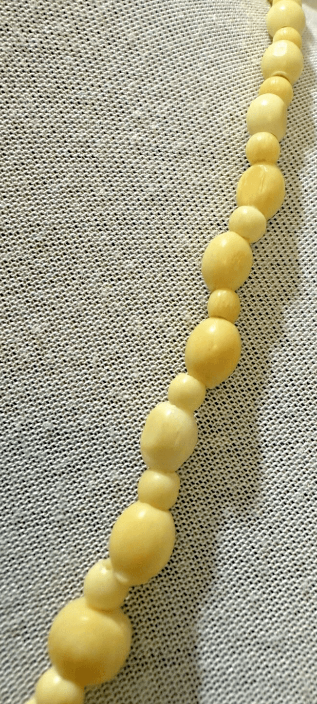 5B. Antique 1920s Art Deco Turned Bovine Carved Bead Necklace - Thumbnail 4