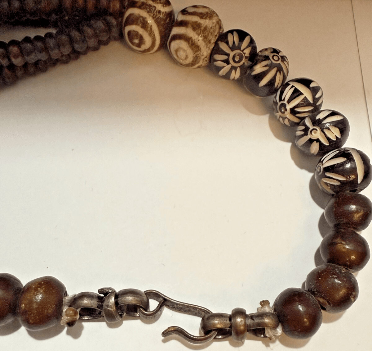 6G. Antique 1850-1900 African Cow Batik Bone Disc Bead Ceremonial Necklace 24" Long - Thumbnail 6