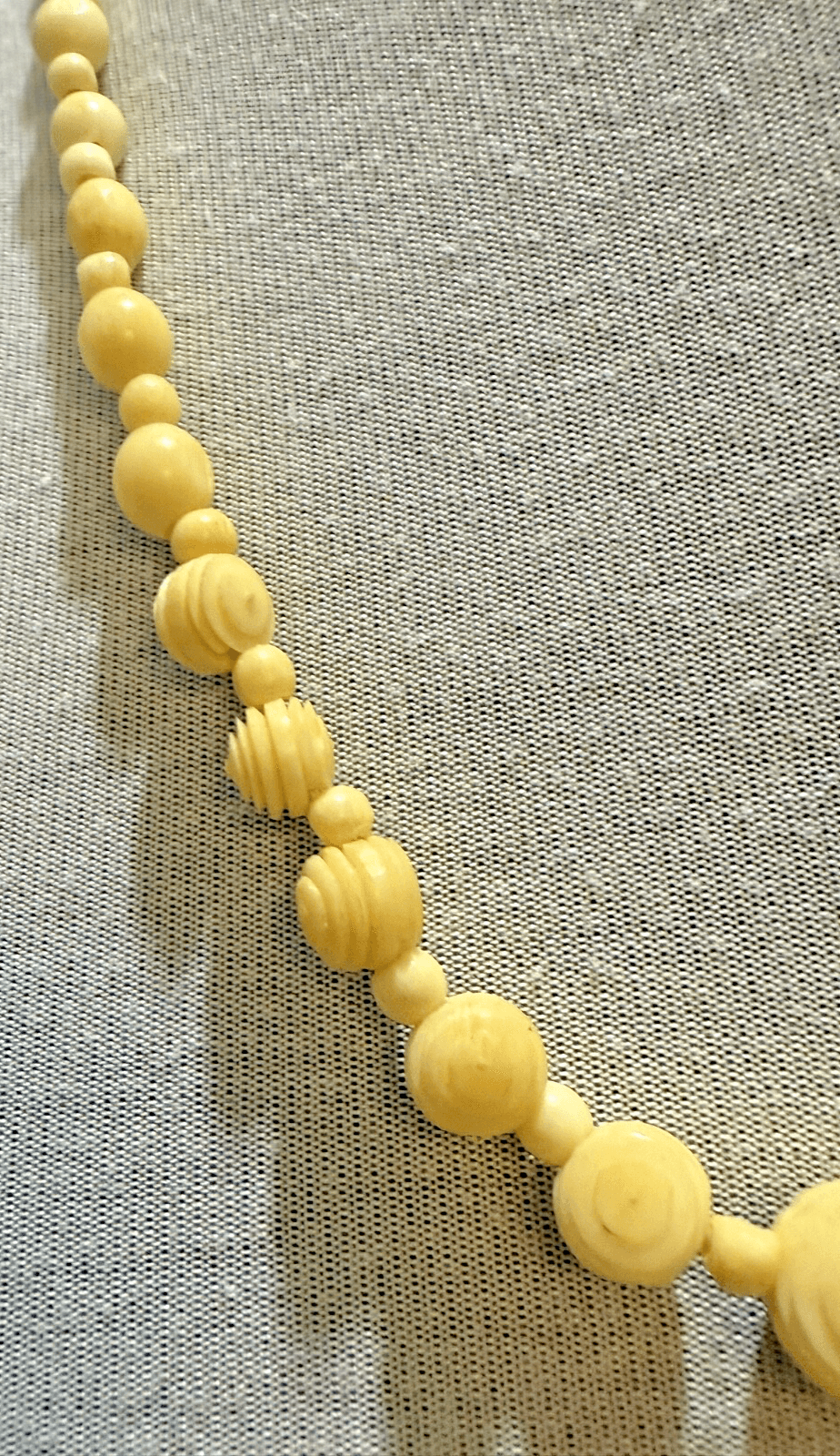 5B. Antique 1920s Art Deco Turned Bovine Carved Bead Necklace - Thumbnail 5