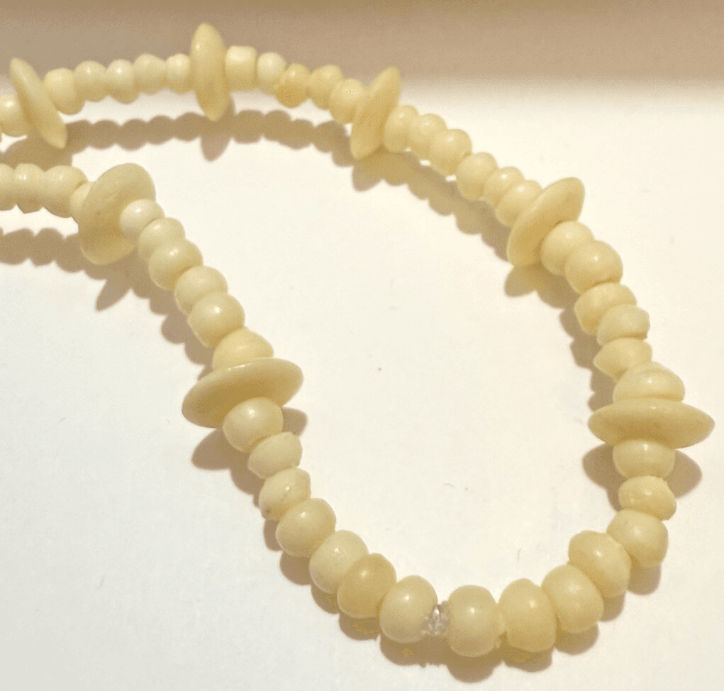 5G. Antique 1900s Deer Antler Bone & Wood Bead Necklace - Thumbnail 5