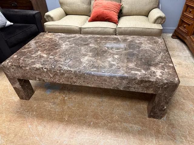 Solid Brown Marble Coffee Table