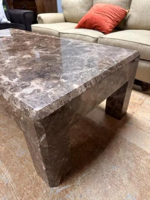 Solid Brown Marble Coffee Table - Thumbnail 2