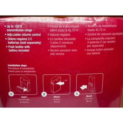 UTILITECH BLACK #0272935 WIRELESS DOORBELL NEW SEALED 150' RANGE BATTERY - Thumbnail 4
