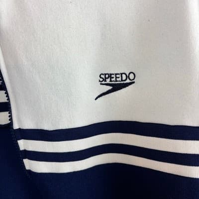 Speedo Vintage Blue/White Track Jacket Medium Y2K Classic Prep Preppy NO ZIPPER - Thumbnail 7