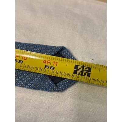 The Tie Bar Turquoise Blue 100% Wool Tie 60" Long Preloved - Thumbnail 5