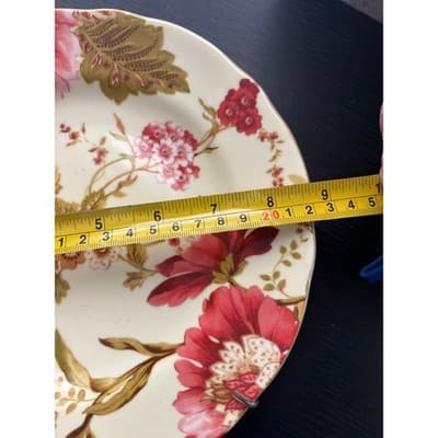 222 Fifth Summer Botanical Lutece Fleur Rouge glass salad plate plate hanger - Thumbnail 3