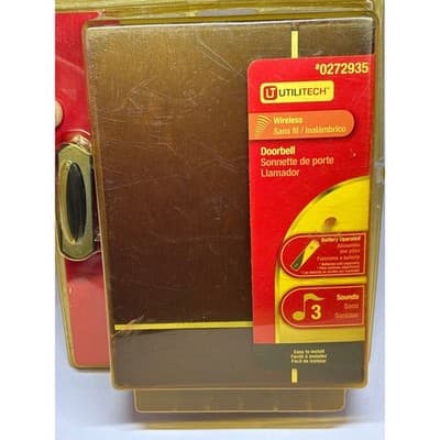 UTILITECH BLACK #0272935 WIRELESS DOORBELL NEW SEALED 150' RANGE BATTERY - Thumbnail 2
