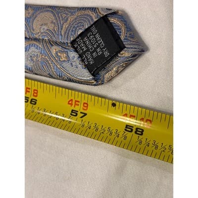 Stafford Blue, Gold and Grey Paisley 100% Silk Tie - Thumbnail 4