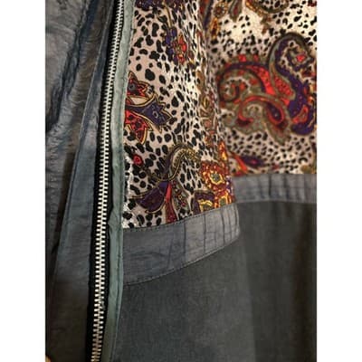 Neiman Marcus Iridescent Blue/Gray with Paisley Zip Lining Trench Coat Size 12 - Thumbnail 5