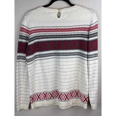 TALBOTS SWEATER WOMAN'S SIZE LARGE PETITE CASHMERE BLEND FAIR ISLE RED HOLIDAY - Thumbnail 5