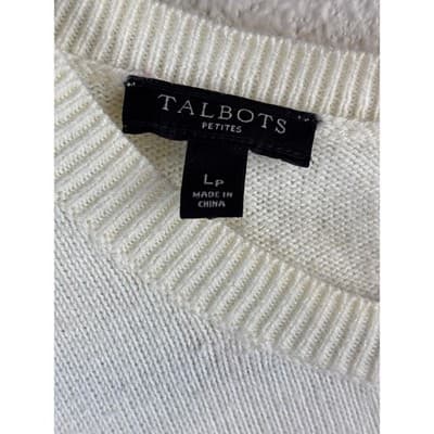 TALBOTS SWEATER WOMAN'S SIZE LARGE PETITE CASHMERE BLEND FAIR ISLE RED HOLIDAY - Thumbnail 2
