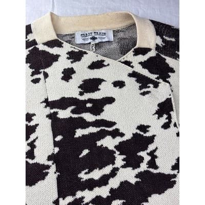 Crazy Train Women's Black and Cream Cow Print Cardigan Size Small - Thumbnail 5