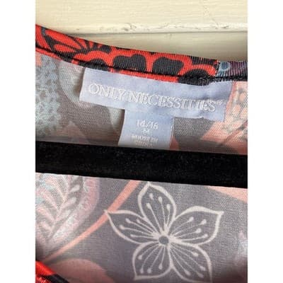 Only Necessities Black Red Floral A-Line Maxi Dress Women's Size 14/16 M - Thumbnail 3
