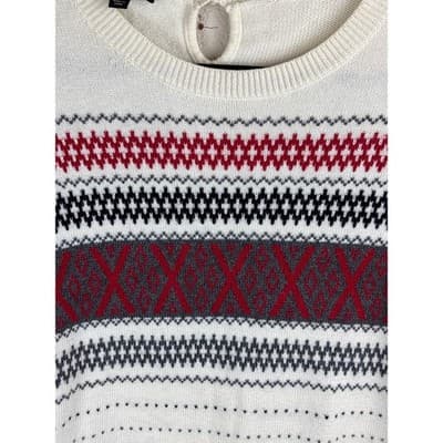 TALBOTS SWEATER WOMAN'S SIZE LARGE PETITE CASHMERE BLEND FAIR ISLE RED HOLIDAY - Thumbnail 4