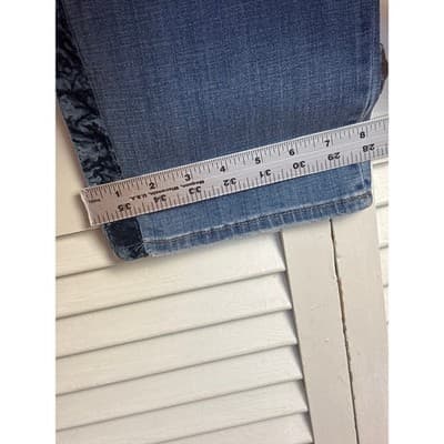 Chico's Blue Girlfriend Slim Leg Velvet Side Stripe Denim Jeans Women's Size 4R - Thumbnail 6