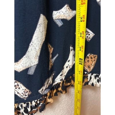 Cactus Flower Black Novelty Print Maxi Skirt Leopard Ruffle Hem Women's Size XL - Thumbnail 5