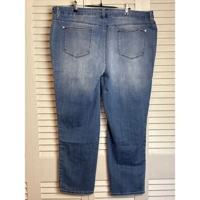 Chico's Blue Girlfriend Slim Leg Velvet Side Stripe Denim Jeans Women's Size 4R - Thumbnail 8