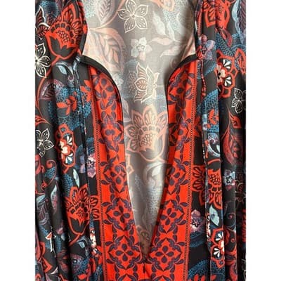Only Necessities Black Red Floral A-Line Maxi Dress Women's Size 14/16 M - Thumbnail 6