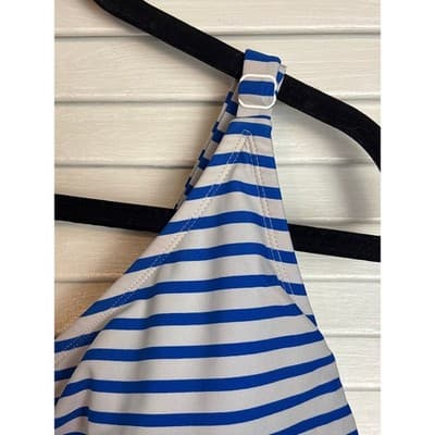 Kona Sol Blue White Striped Bralette Bikini Swim Top V-Neck Padded Women's 24W - Thumbnail 2