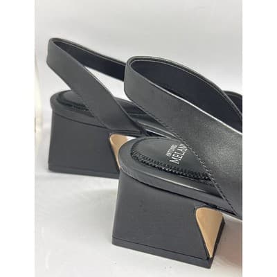 Antonio Melani Black Calista Block Heel Slingback Open Toe Sandal Women's 9M - Thumbnail 3