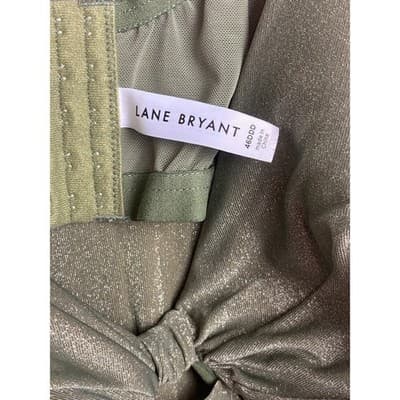 Lane Bryant Plunge Front Knot Tankini Green Shimmer Swim Top Women's Size 46DDD - Thumbnail 2