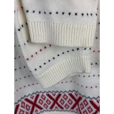 TALBOTS SWEATER WOMAN'S SIZE LARGE PETITE CASHMERE BLEND FAIR ISLE RED HOLIDAY - Thumbnail 3