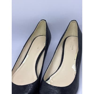 Cole Haan Black Textured Leather Low Heel Pumps Pointed Toe Women's Size 9B - Thumbnail 6