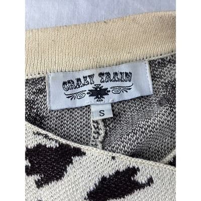 Crazy Train Women's Black and Cream Cow Print Cardigan Size Small - Thumbnail 6
