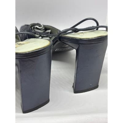 Bellini Metallic Blue Square Toe Slingback Block Heel Women's Size 9.5 W - Thumbnail 7