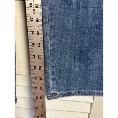 Chico's Blue Girlfriend Slim Leg Velvet Side Stripe Denim Jeans Women's Size 4R - Thumbnail 5