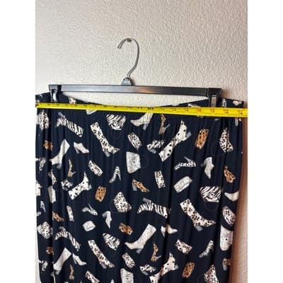 Cactus Flower Black Novelty Print Maxi Skirt Leopard Ruffle Hem Women's Size XL - Thumbnail 4