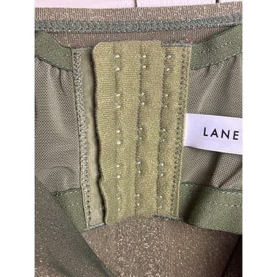 Lane Bryant Plunge Front Knot Tankini Green Shimmer Swim Top Women's Size 46DDD - Thumbnail 3