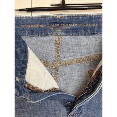 Chico's Blue Girlfriend Slim Leg Velvet Side Stripe Denim Jeans Women's Size 4R - Thumbnail 7