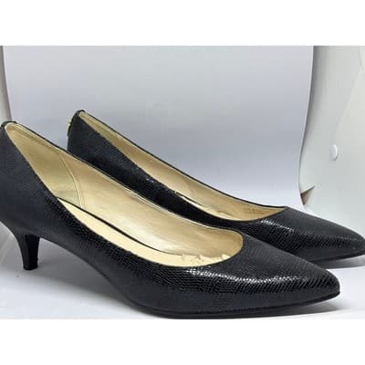 Cole Haan Black Textured Leather Low Heel Pumps Pointed Toe Women's Size 9B - Thumbnail 2