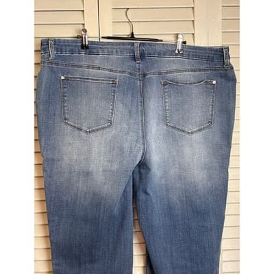 Chico's Blue Girlfriend Slim Leg Velvet Side Stripe Denim Jeans Women's Size 4R - Thumbnail 9