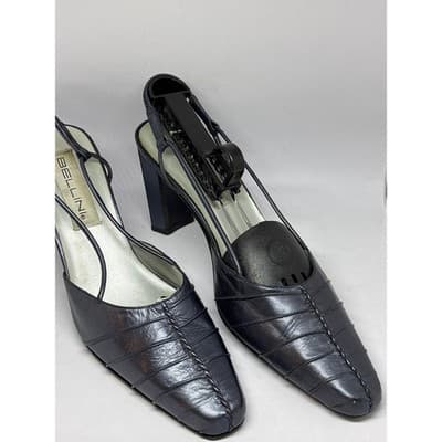 Bellini Metallic Blue Square Toe Slingback Block Heel Women's Size 9.5 W - Thumbnail 2