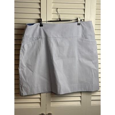 SC & Co Tennis Golf Skort Blue Stripe Pull On Athletic Shorts Skirt Women's XL