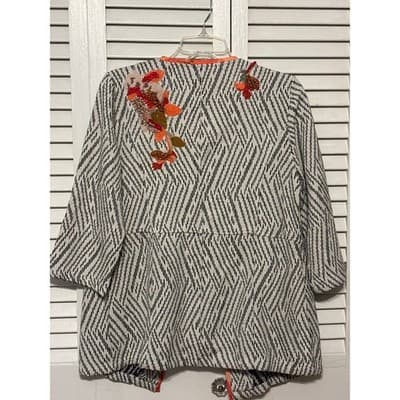 Chico’s Artisan Floral Applique Jacquard Open Front Jacket Women's Size 0 - Thumbnail 6