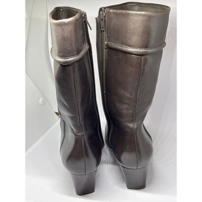 Cole Haan Dark Chocolate Leather Zip High Ankle Boots Women's Size 6.5 B - Thumbnail 4