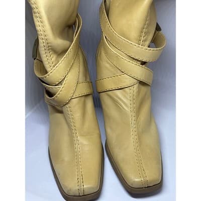 Stuart Weitzman Tan Leather Buckle Strap Wedge Ankle Boots Women's Size 7N - Thumbnail 6