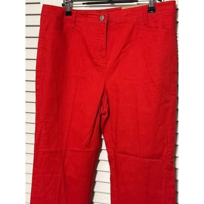 Peck & Peck Weekend Red Straight Leg Stretch Denim Pants Women's Size 6 - Thumbnail 2