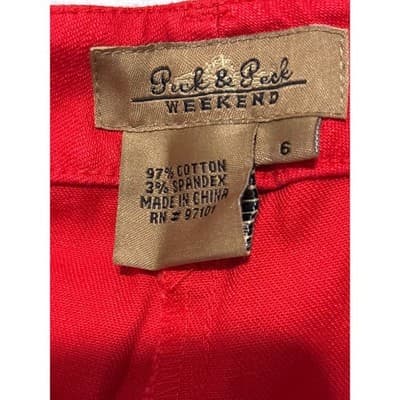 Peck & Peck Weekend Red Straight Leg Stretch Denim Pants Women's Size 6 - Thumbnail 5