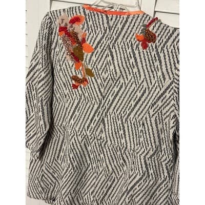 Chico’s Artisan Floral Applique Jacquard Open Front Jacket Women's Size 0 - Thumbnail 7