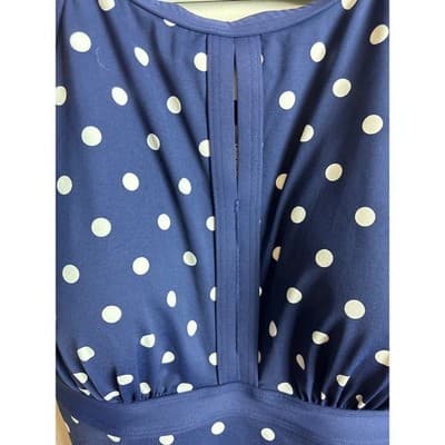 Lands' End Navy Polka Dot Tummy Hiding Tankini Swimsuit Top Women's Size 18W - Thumbnail 2