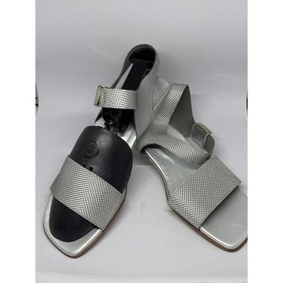 Stuart Weitzman Silver Clear Lucite Wedge Slingback Sandal Women's Size 7 N